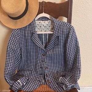 Sundance Blue Gingham Blue Linen Blazer
